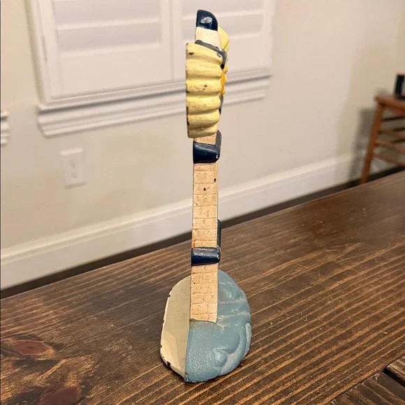 Cast Iron Lighthouse Doorstop with Yellow and Blue Accents - Picture 3 of 6